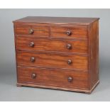 A 19th Century mahogany chest of 2 short and 3 long drawers 90cm h x 105cm w x 46cm d Top is warped,