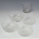 Four cut glass finger bowls 13cm, a 19th Century glass rinser 9cm