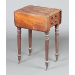 A Victorian bleached mahogany Pembroke table fitted 2 drawers and 2 dummy drawer fronts, raised on