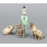 A bronze cold painted figure of a seated terrier 8cm (some paint loss) and ditto pig 5cm, together
