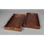 A pair of 19th Century rectangular mahogany Chippendale style twin handled trays 8cm x 53cm x