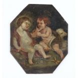 A 17th Century Continental oil on copper of the boy Jesus with John the Baptist in attendance