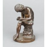 After the antique, a bronze figure "Spinario", study of a boy removing a thorn from his foot 11cm