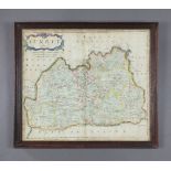 Robert Morden (1650-1703), maps Cornwall and Surrey with coloured borders 35cm x 41cm and 36cm x