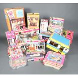 A large collection of Sindy play sets to include caravan, wardrobe, super home, gown rail, rocker,