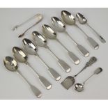 A Victorian silver teaspoon London 1848 and minor spoons, 170 grams