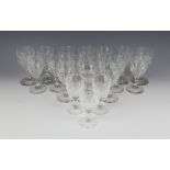 Eight glass sherries with faceted bowls, 6 larger similar and 4 other glasses