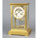 Elkington of Regent Street, a 19th Century 4 glass mantel clock, the 10cm enamelled dial with