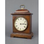 An Edwardian, Georgian style bedroom timepiece with 8cm paper dial, Roman numerals, contained in a