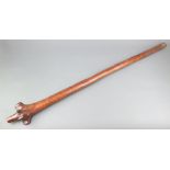 A 19th Century Fijian Vunicau (or root stock) crushing club, the handle carved 20cm tradition zig