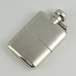 A small silver hip flask with cup base Birmingham 1945 118 grams, 9cm