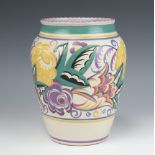 A Poole Carter Stabler baluster vase decorated with a band of stylised flowers, impressed marks 25cm