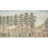 An 18th Century coloured engraving "Ranelagh House and Gardens with the Rotunda at The Time of The