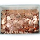 A large quantity of polished pennies, mixed dates
