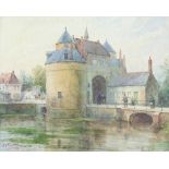 G H Thompson 1916, watercolour, "Port d'Ostende Bruges" 24cm x 30cm