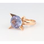 A yellow metal stamped 14k amethyst ring size J 1/2