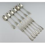 A set of 6 Victorian silver dessert forks and spoons with engraved monogram, 602 grams