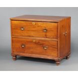 A 19th Century camphor military style chest of 2 long drawers with brass countersunk handles and