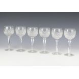 Six Waterford Crystal hock glasses