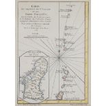 An 18th Century map - Carte de L'archipel de St Lazare Oules Isles Marianes, coloured borders 23cm x