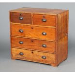 A 19th Century "camphor" military chest of 2 short and 1 long drawer above 2 long drawers (the chest