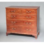 A Georgian mahogany chest of 2 short and 2 long drawers with original brass swan neck drop