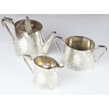 An Edwardian silver plated engraved 3 piece tea set by Mappin & Webb