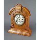 Ansonia, an American striking shelf clock with 12cm paper dial, Roman numerals contained in an oak