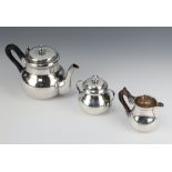 A Christofle silver plated 3 piece breakfast tea set with ebony mounts