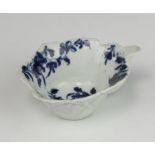 An 18th Century English blue and white leaf shaped pickle dish 10cm There is a small hairline