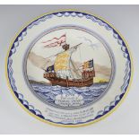 A Poole Pottery charger - The Ship of Harry Paye Poole 1400 with presentation inscription, dated