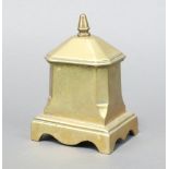 A Georgian rectangular brass lidded tobacco box on shaped feet 13cm x 10cm x 8cm