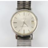 A gentleman's vintage steel cased Eterna Matic Centenaire "61" calendar wristwatch, the case