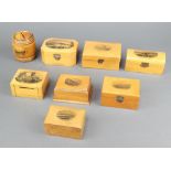 A collection of Mauchline Ware trinket boxes decorated Wellington Crescent Ramsgate, Burns