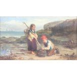 James Clarke Hook RA (1819-1907), oil on canvas signed, "The Lobster Pot" with boy and girl