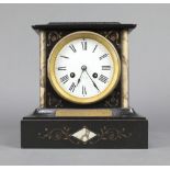 A Victorian French 8 day striking mantel clock, the 10cm enamelled dial with Roman numerals marked
