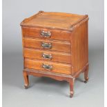 An Art Nouveau mahogany music chest with 3/4 gallery, fitted 4 long drawers, raised on cabriole