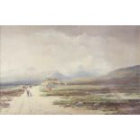Edward Arden (1830-1909), watercolour signed, moorland scene with figures and cattle in distant