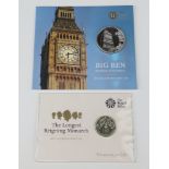 A 2015 one hundred pound, fine silver coin - Big Ben, together with a 2015 UK twenty pound fine