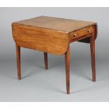 A 19th Century oval drop flap Pembroke table fitted a frieze drawer, raised on square tapered