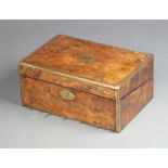 A Victorian walnut and brass banded writing slope with hinged lid 15cm h x 35cm w x 23cm d Some