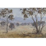 John Colin Angus, (1907-2002, Australian) oil on board, "Hazy Summer" 39cm x 59cm signed and