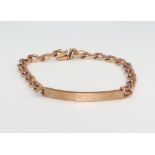 A 9ct yellow gold identity bracelet 10.4 grams, 20cm