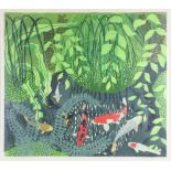 Angela Newberry, artists proof limited edition print "Koi Pond" no.7 of 100, signed and dated 1986