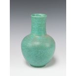 A Bretby pottery turquoise club shaped vase, impressed Bretby 2455D 19cm