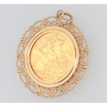 A sovereign 1932, contained in a 3.7 gram 9ct mount