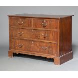 An Edwardian inlaid mahogany chest of 2 short and 2 long drawers with brass swan neck drop