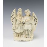 A Victorian Staffordshire Band of Hope figure group of 2 children, base marked 1847, 18cm