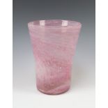 An Art Glass pink opaque glass vase of trumpet shape 19cm