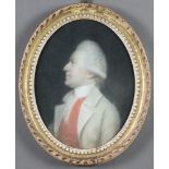 An 18th Century gouache portrait of a bewigged gentleman, the reverse marked Thomas Locke Esquire